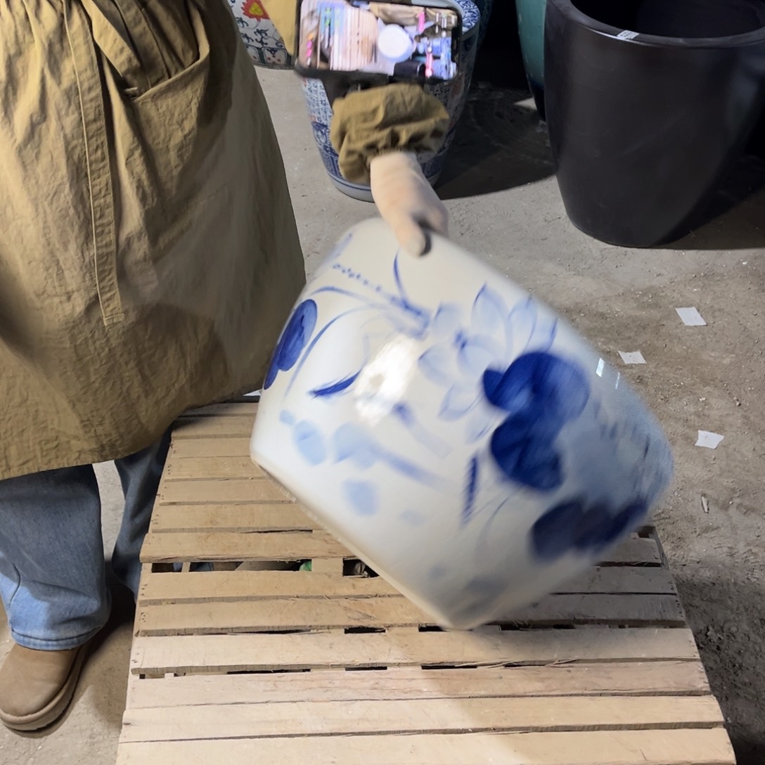 瓷片圆口兰荷花40.88888888