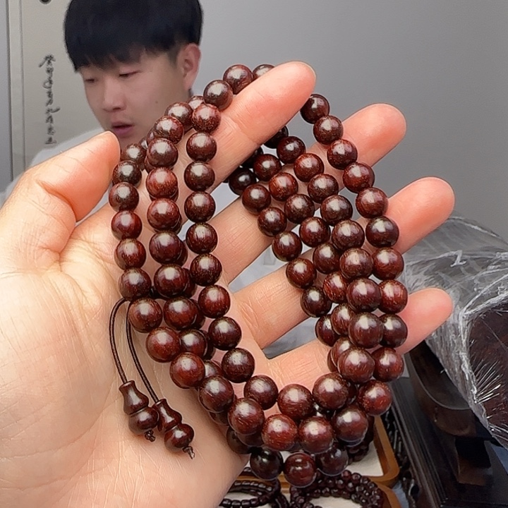 小叶紫檀手串/手链星*凡檀香紫檀0.8×108中