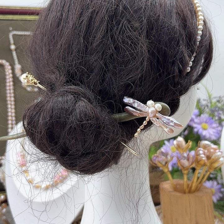 淡水珍珠发饰银S925镶嵌