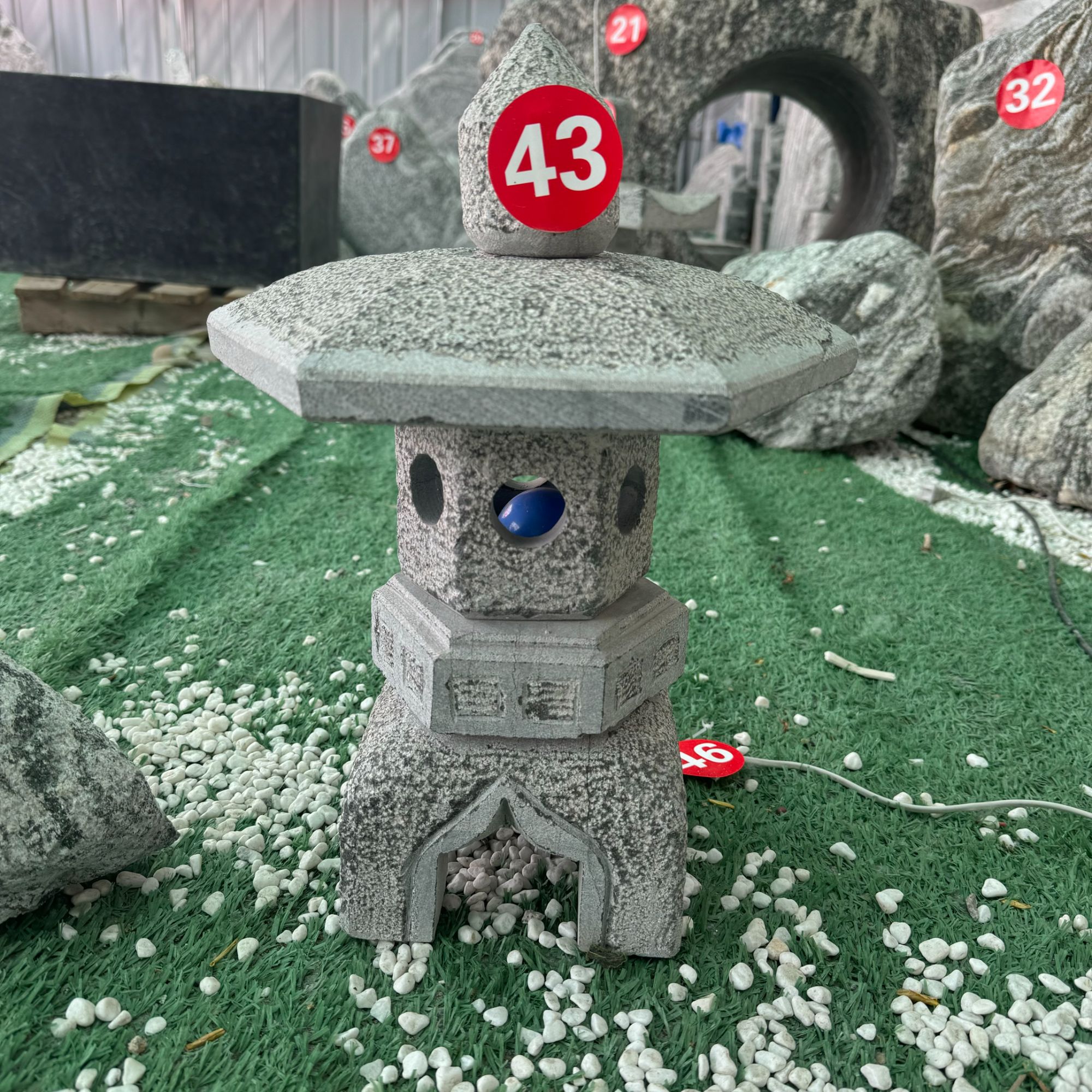 仿古石灯庭院灯中式摆件石头青石石雕户外庭院装饰花园复古灯笼 