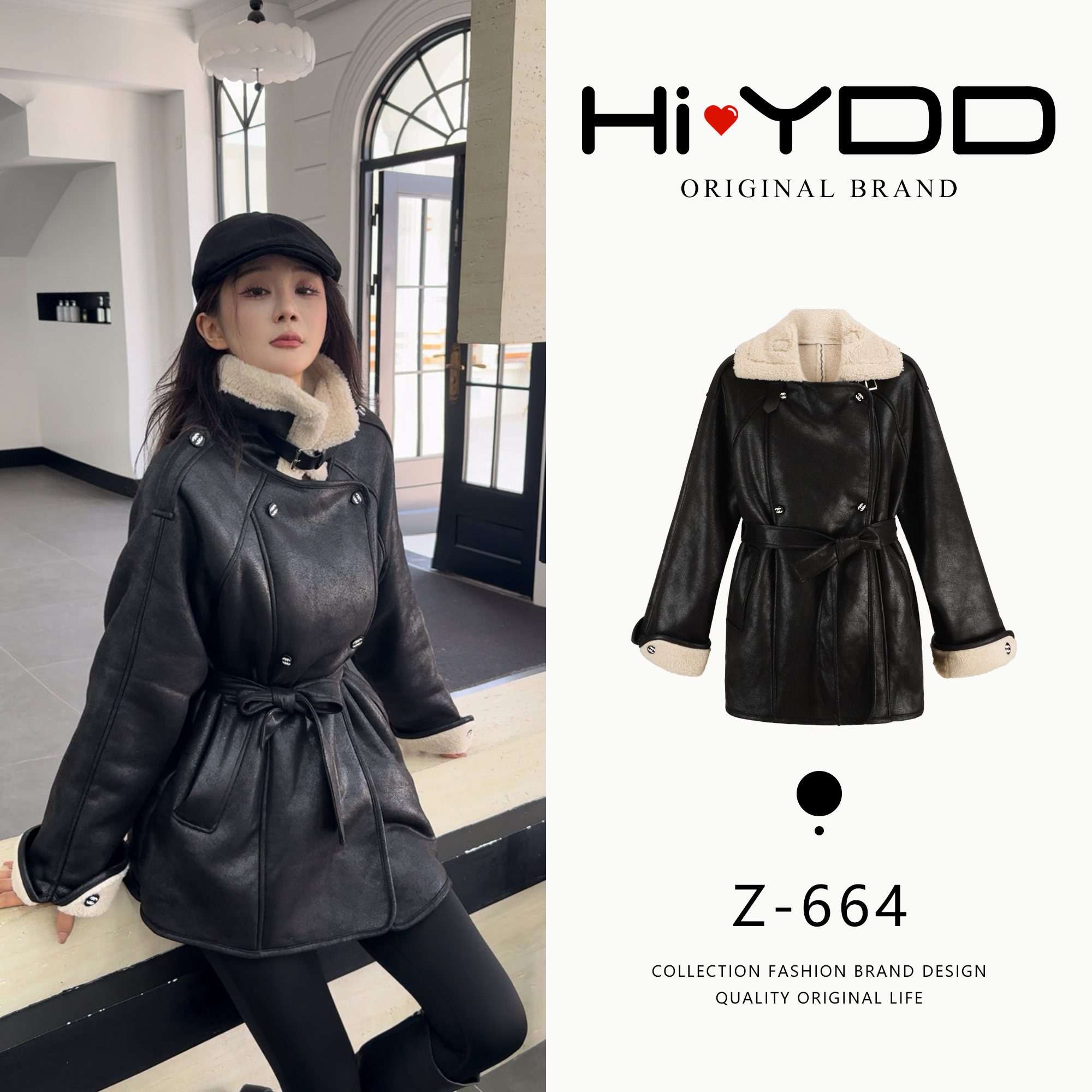 YDD•「Z-664」秋冬款韩版气质辣妹机车设计感宽松保暖外套MM-82526
