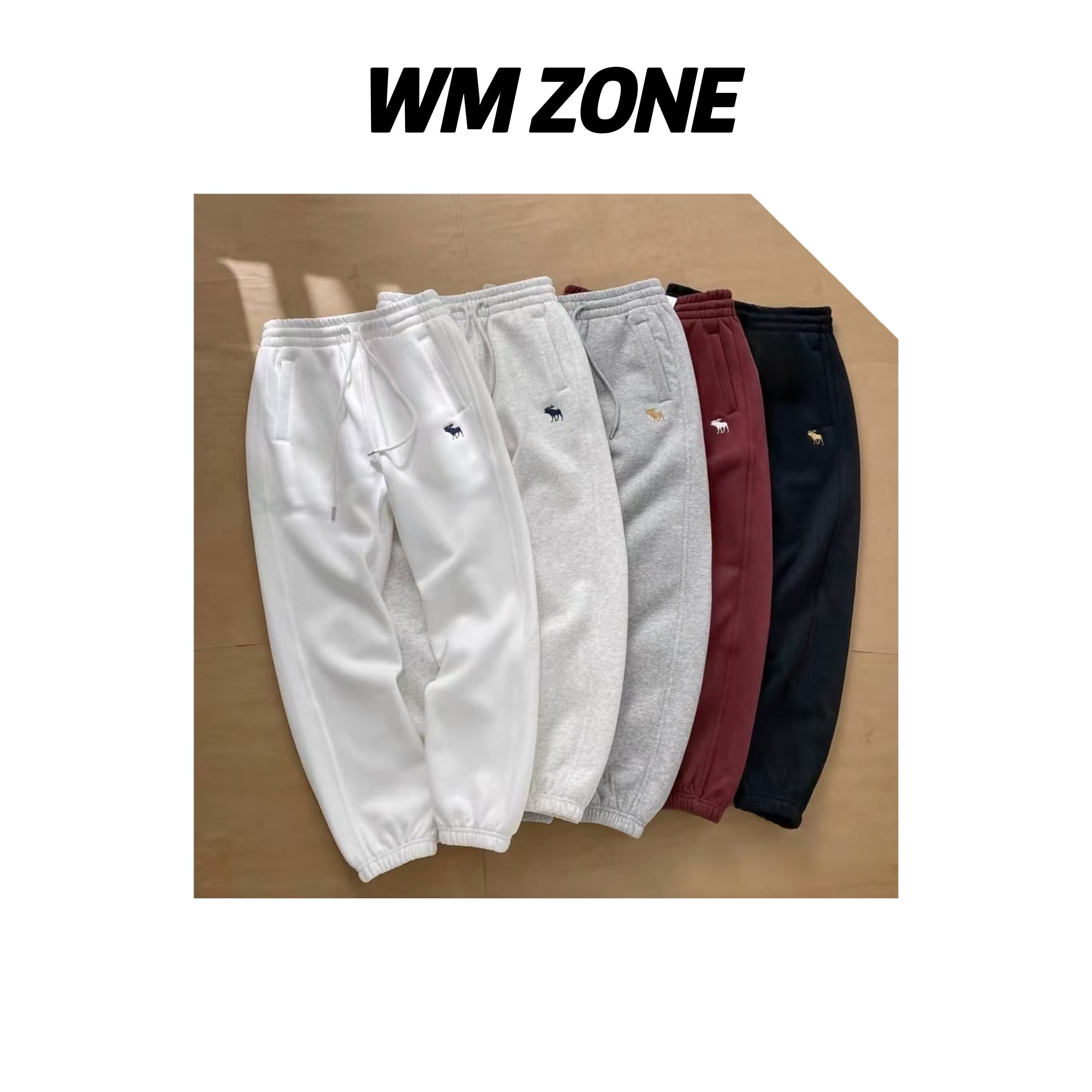 WM 3-17-2837 小鹿刺绣加绒卫裤