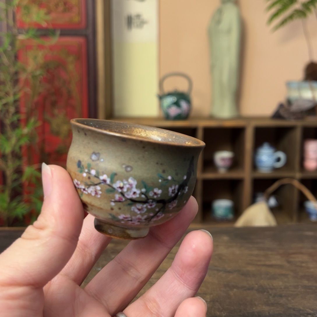 杯柴烧手工手绘陶瓷