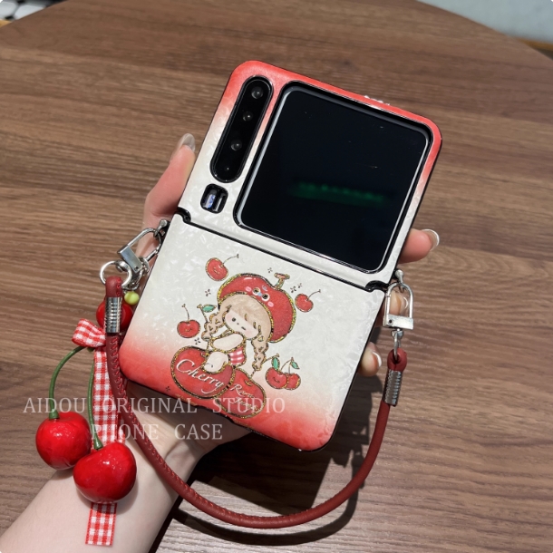 樱桃女孩中轴保护适用华为purax手机壳新款pocket2折叠屏荣耀flip