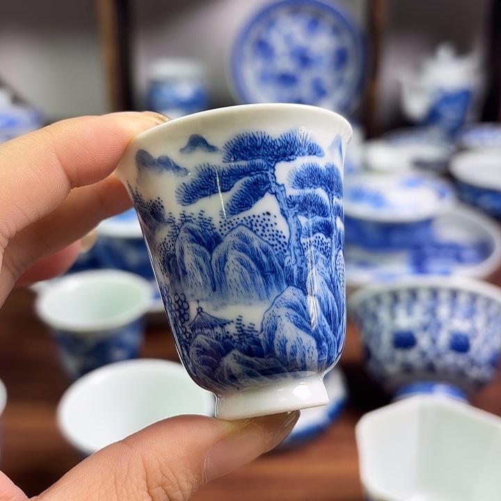 年终狂欢柴窑手绘闻香杯