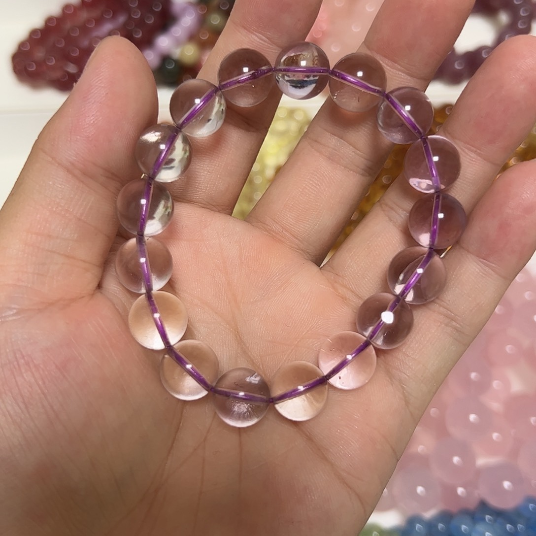 水晶手链未镶嵌D***粒玻利维亚紫水晶 拍二次合一单