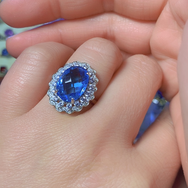 托帕石戒指银S925镶嵌ぞ****常