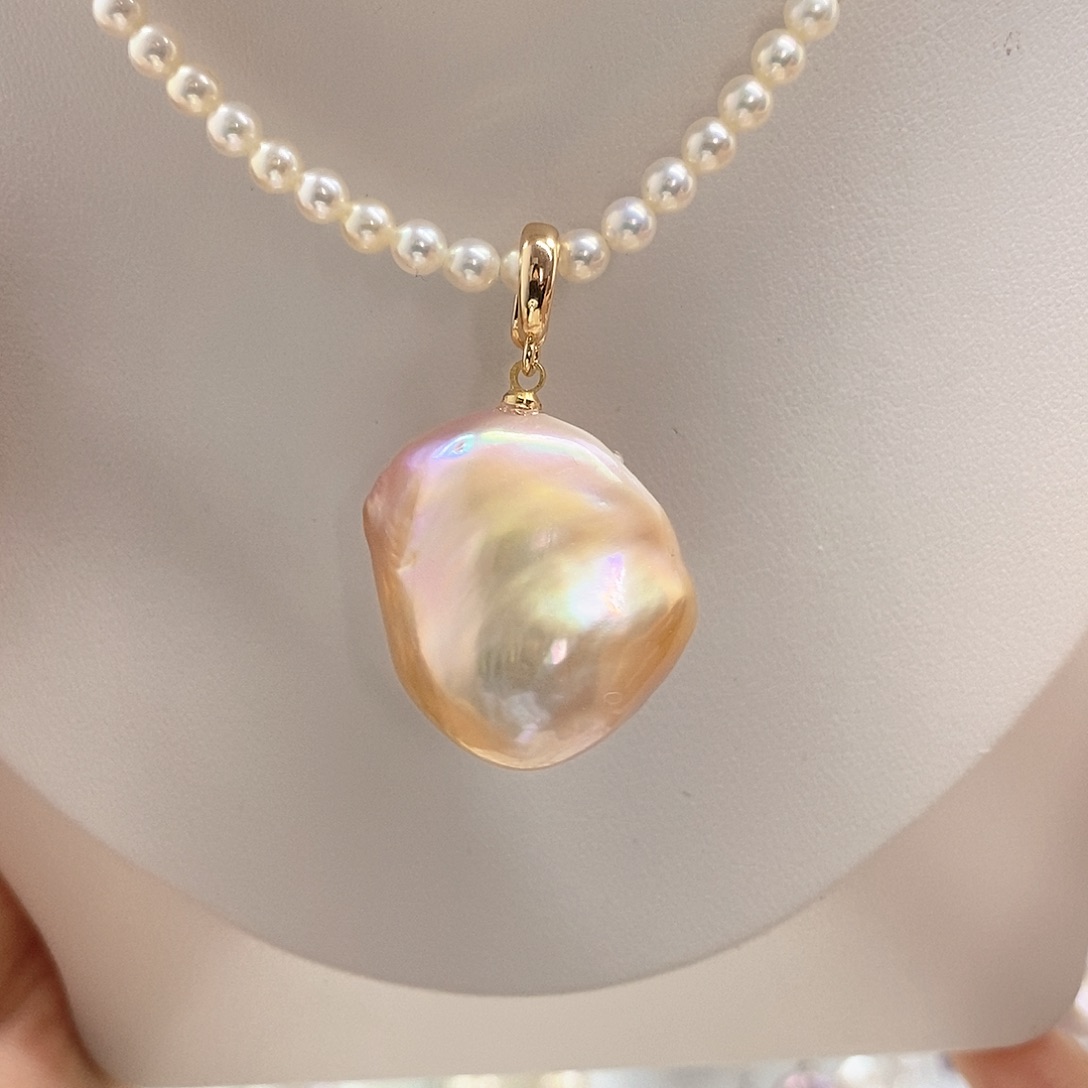 淡水珍珠银S925镶嵌颈饰