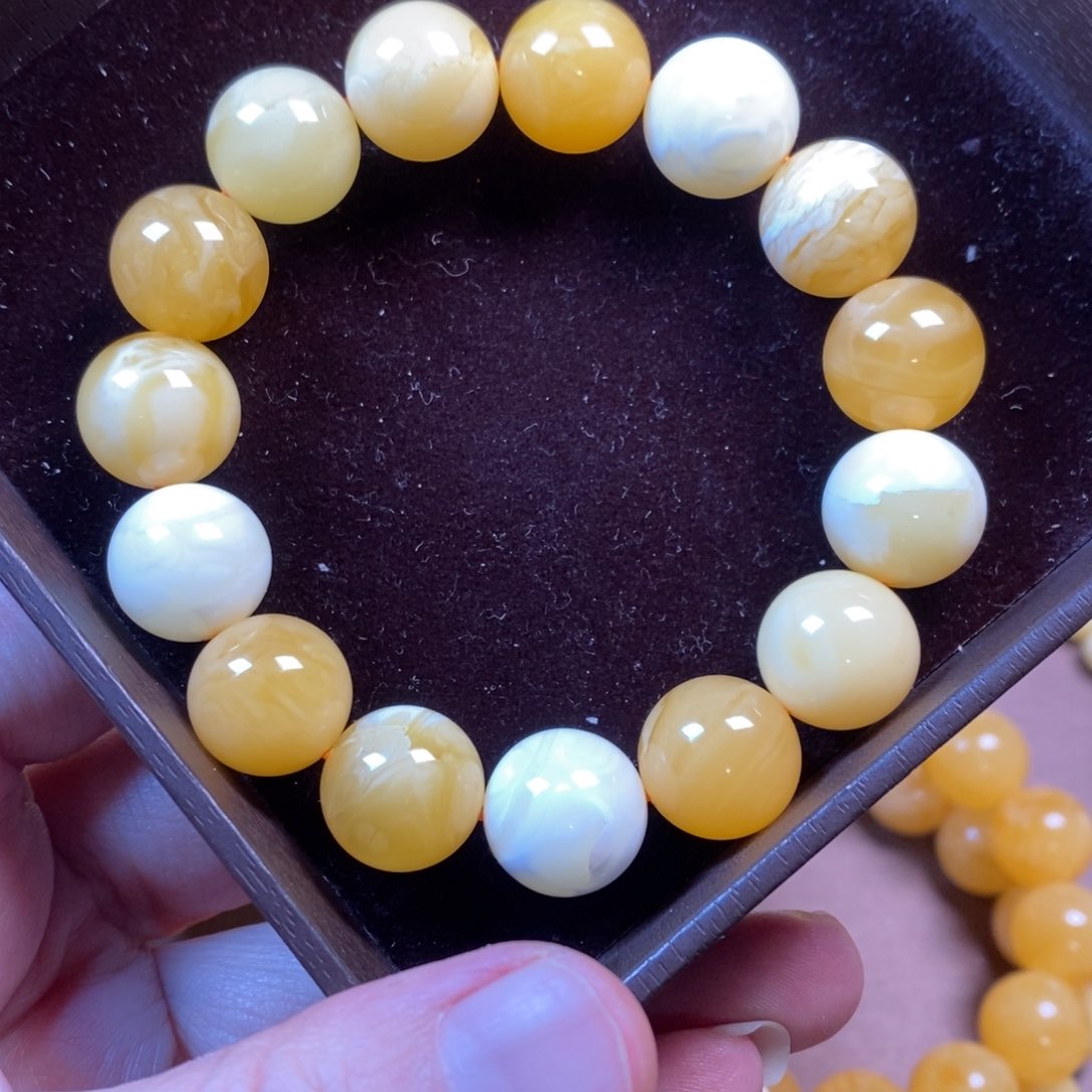 琥珀裸石未镶嵌14mm多宝手串