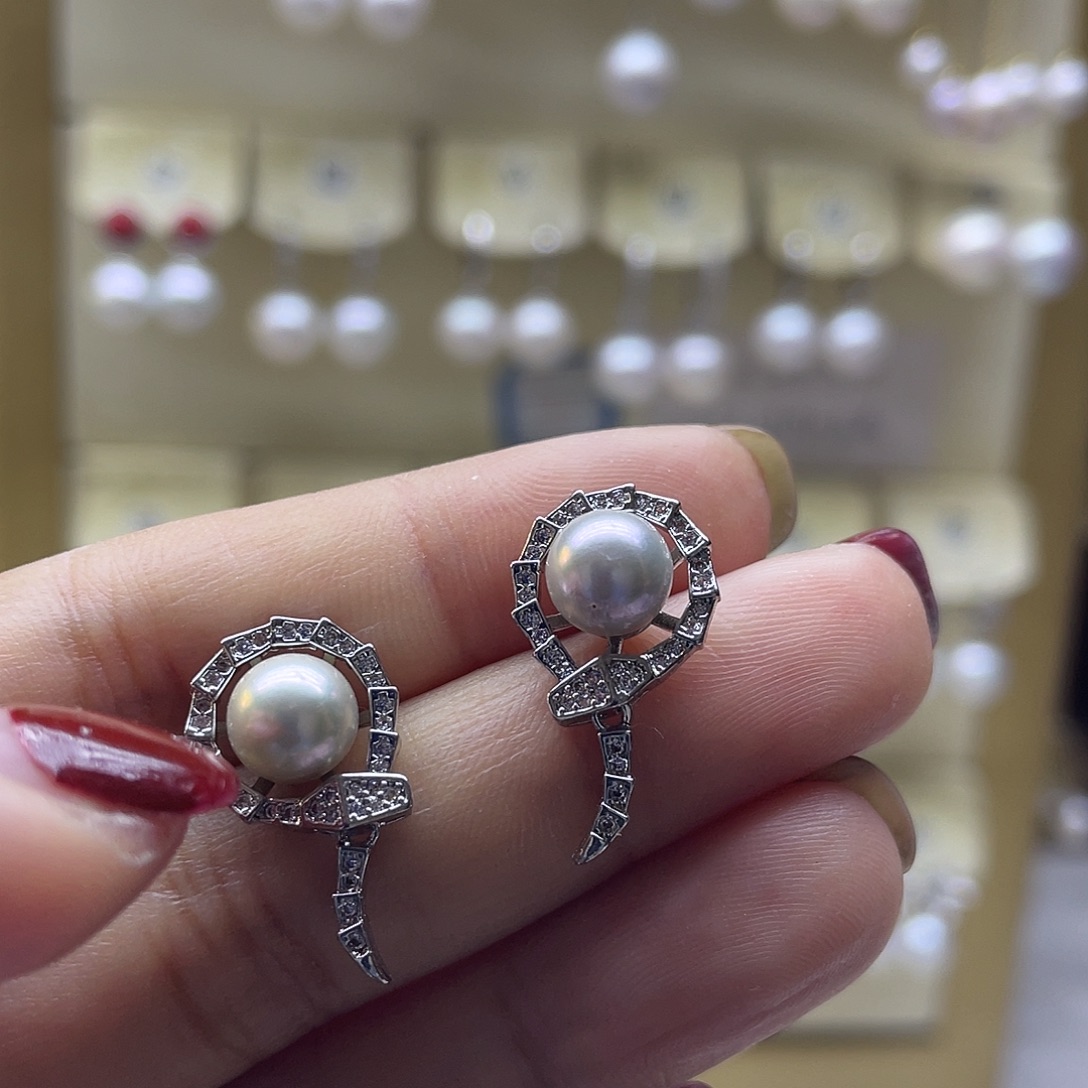 耳饰海水珍珠银S925镶嵌