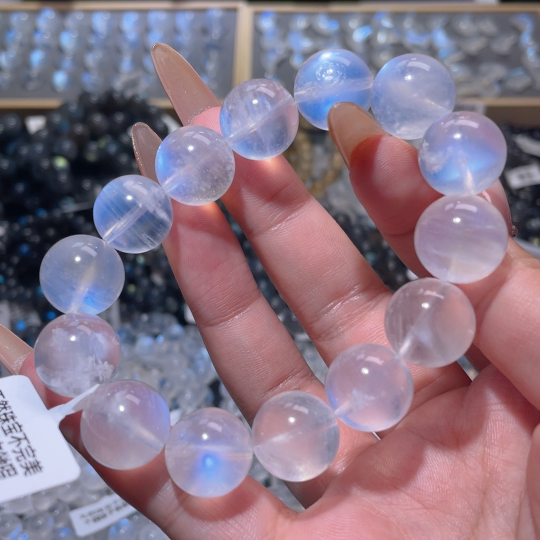 长石手链未镶嵌印度蓝月光手链15mm