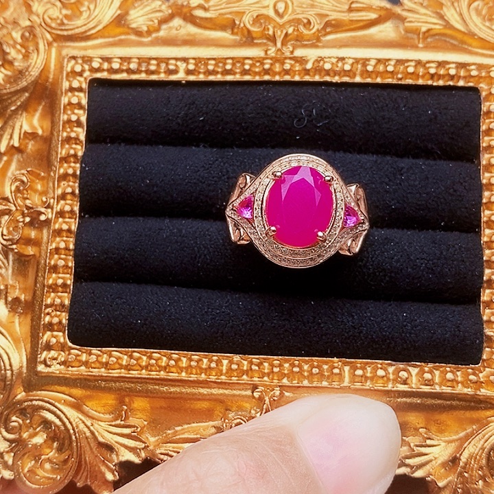 红宝石银S925镶嵌戒指