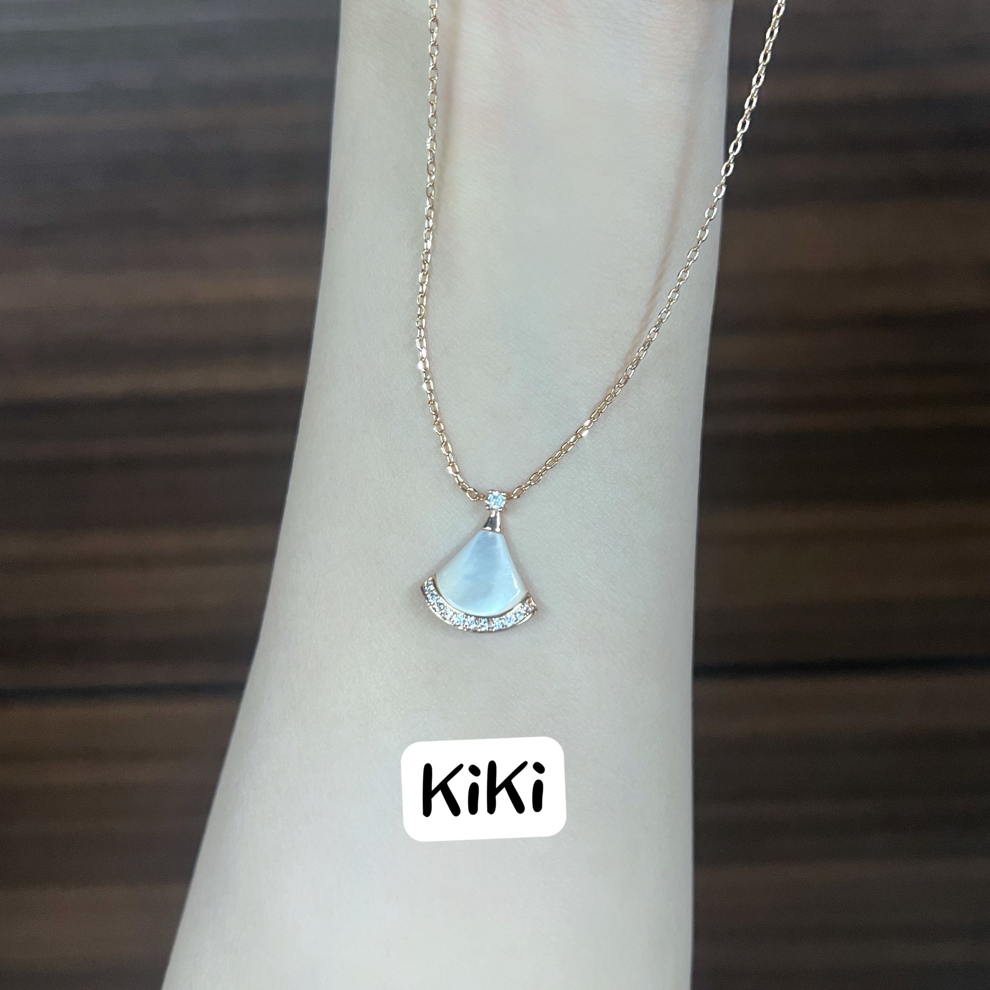 铜合金项链 法式小裙摆项链单排钻 玫瑰金