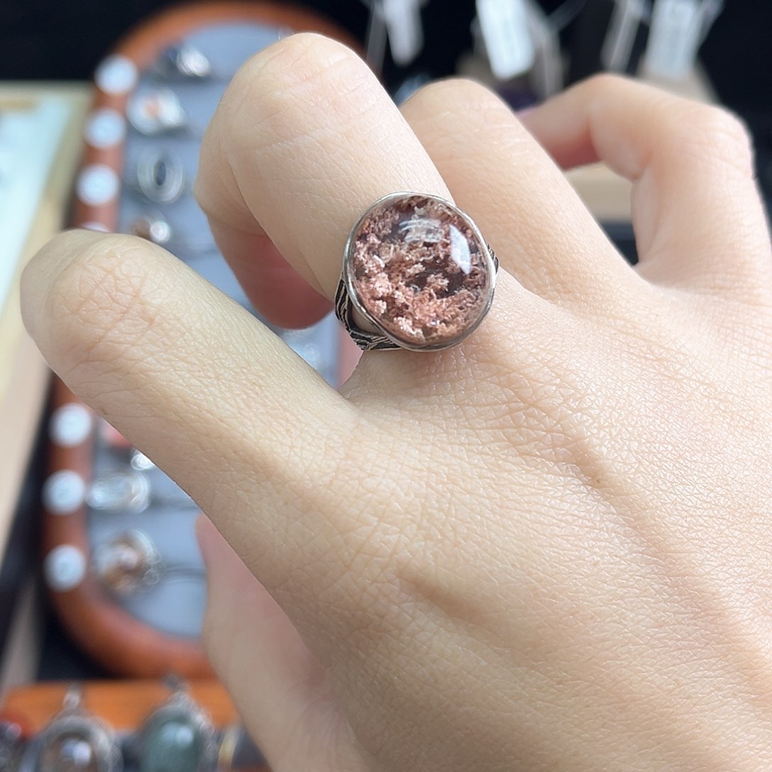 水晶戒指银S925镶嵌天然水晶戒指