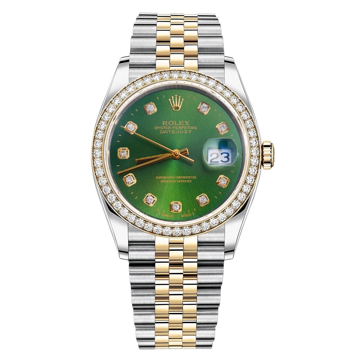 99新 Rolex/劳力士 日志型系列16233绿盘腕表/后钻/WHP031509