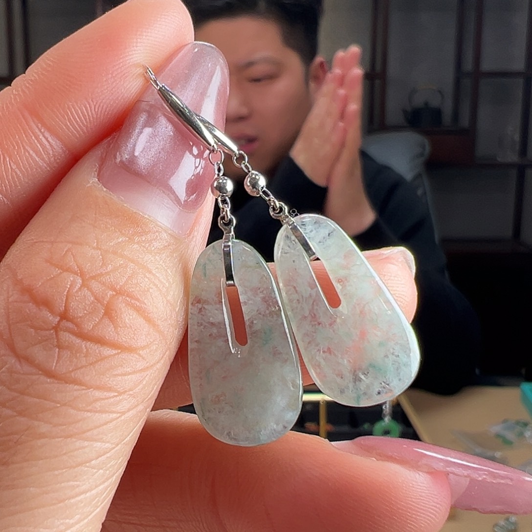 翡翠18K金镶嵌耳饰耳环