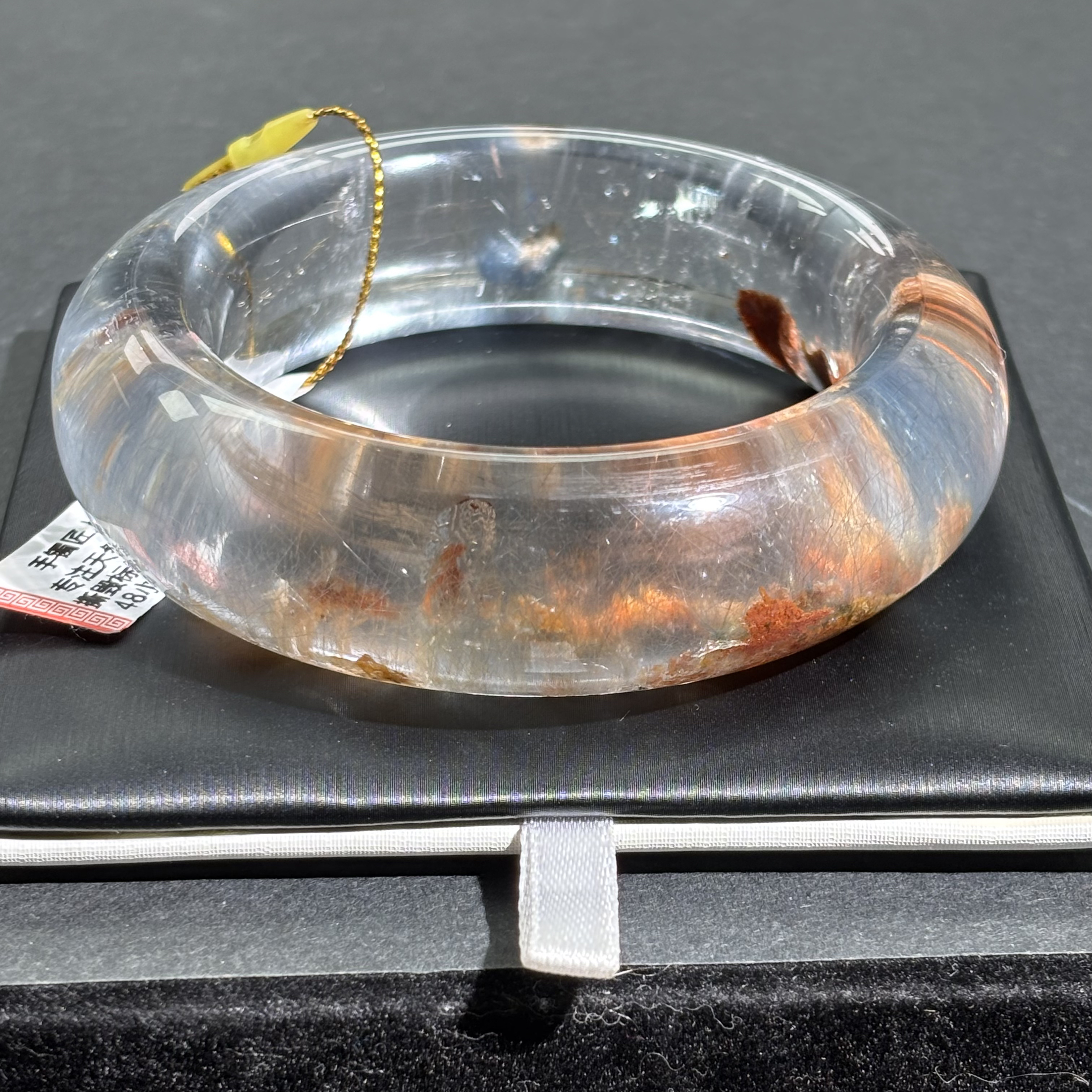 天然梦幻蓝兔共生红幽水晶手镯