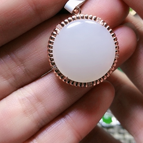 和田玉挂件银S925镶嵌