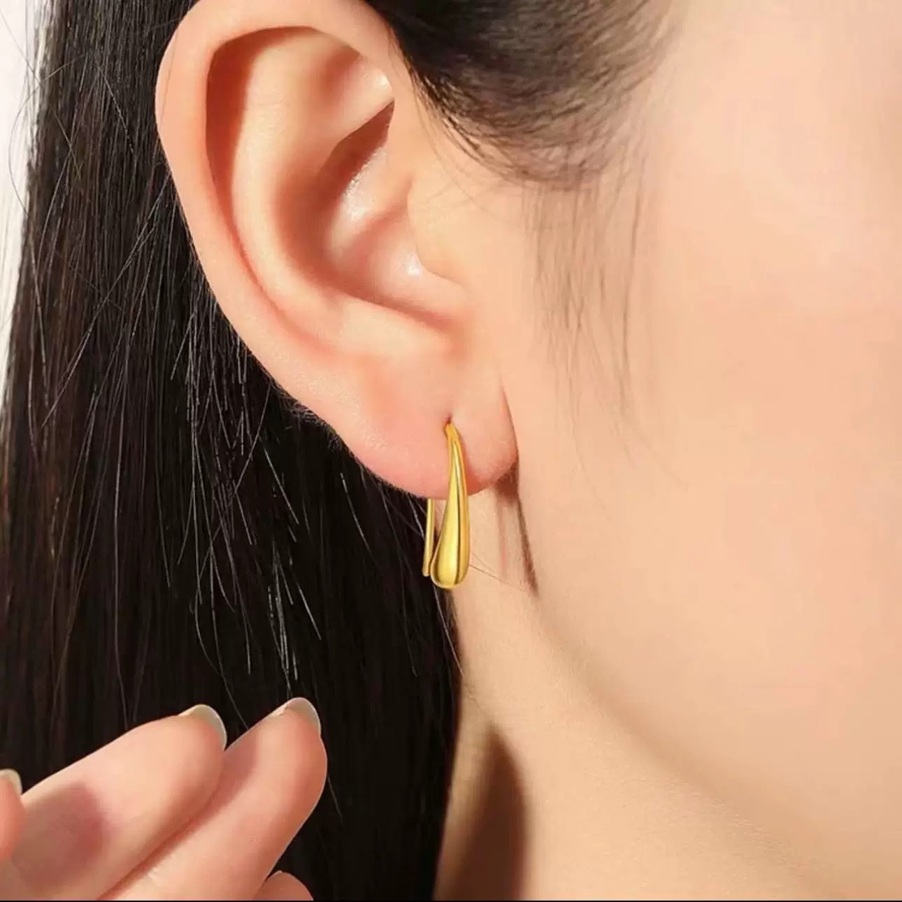 钛钢耳饰 不掉色法式小轻奢小众设计水滴耳环高级感耳饰