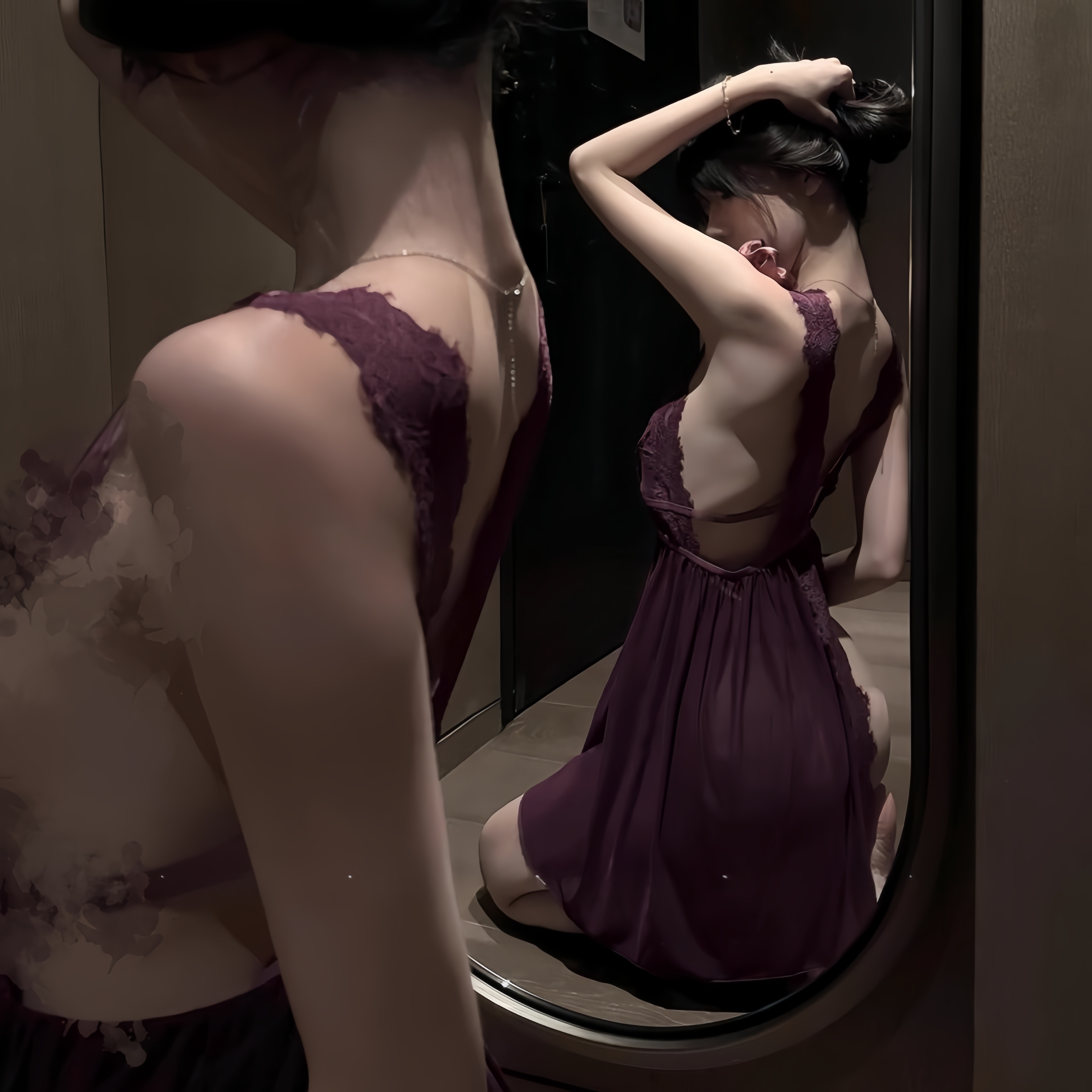 邂逅*性感蕾丝吊带睡裙法式美背新款睡衣绝美气质