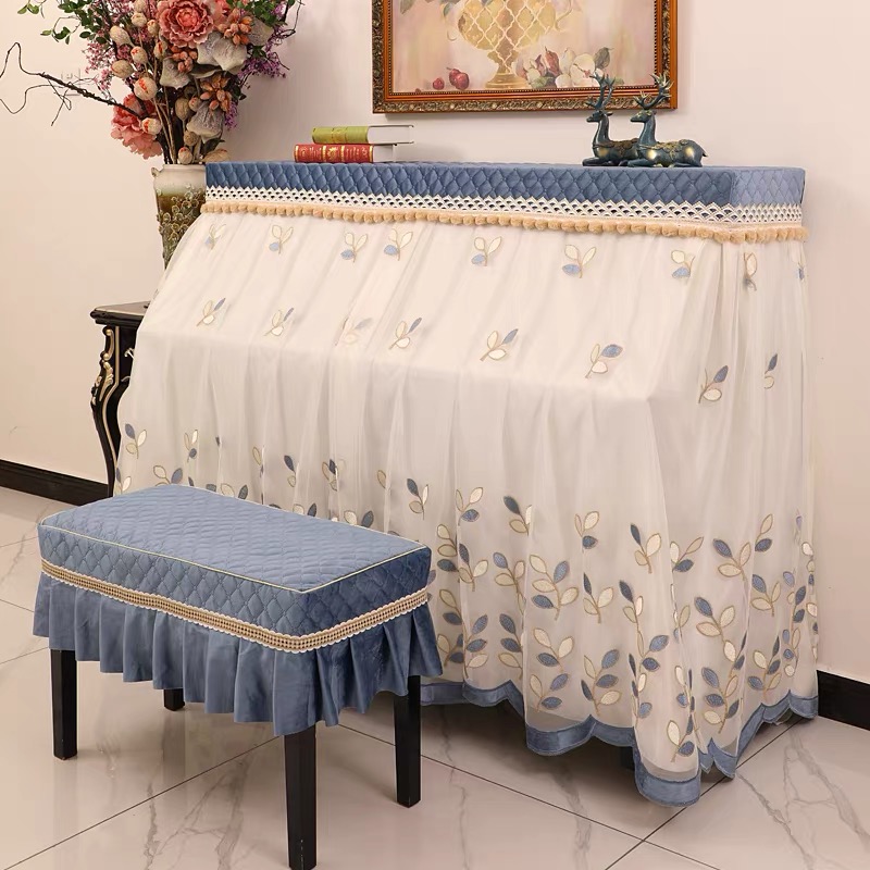 高级感蕾丝钢琴罩防尘全罩现代简约轻奢立式琴布琴凳套