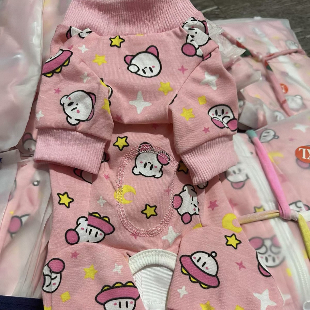 四季宠物猫狗卡通四脚连体防掉毛家居服衣服星之卡比（背长25-40）