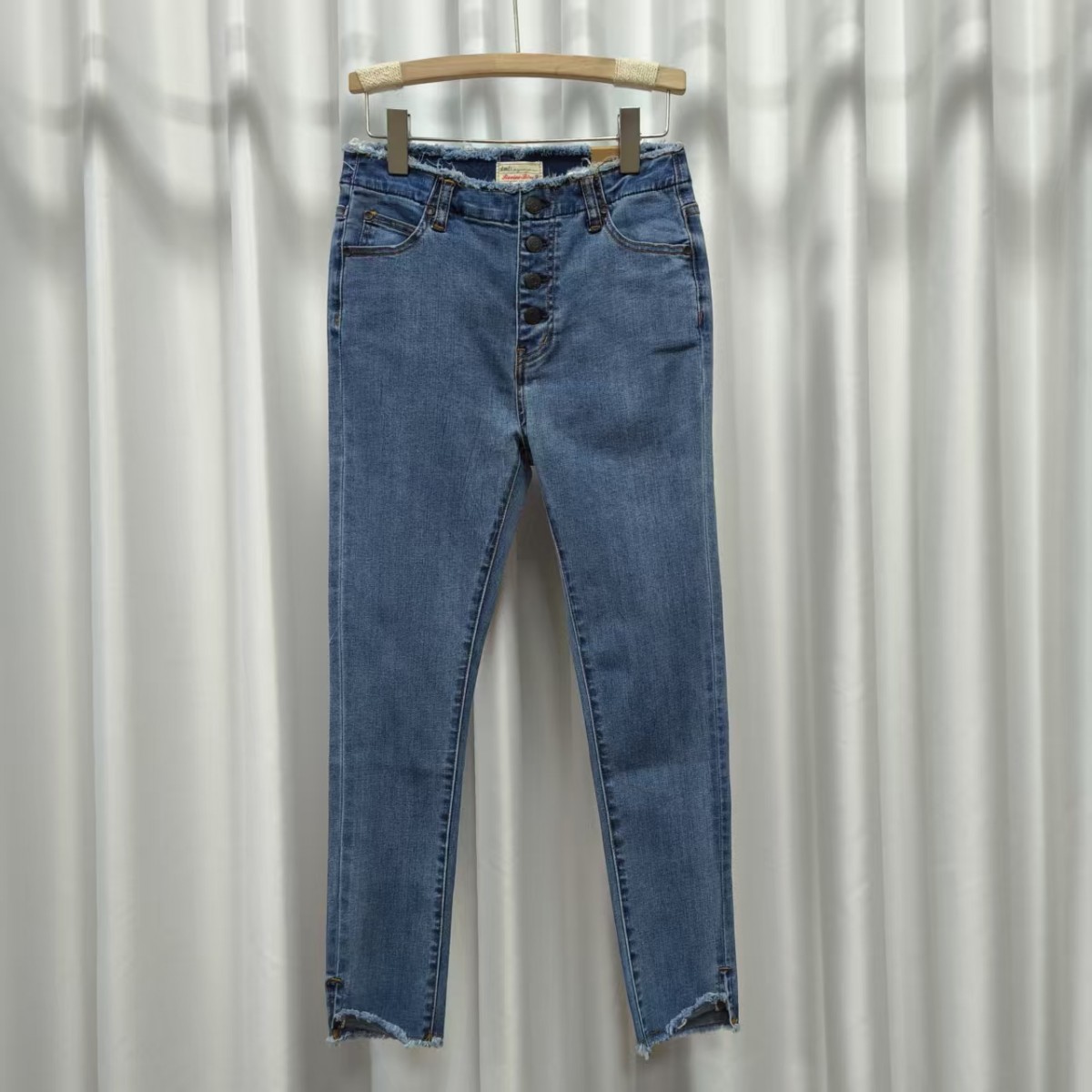 【德M】Z155  女装时尚修身小脚九分裤灰蓝色01818906405105