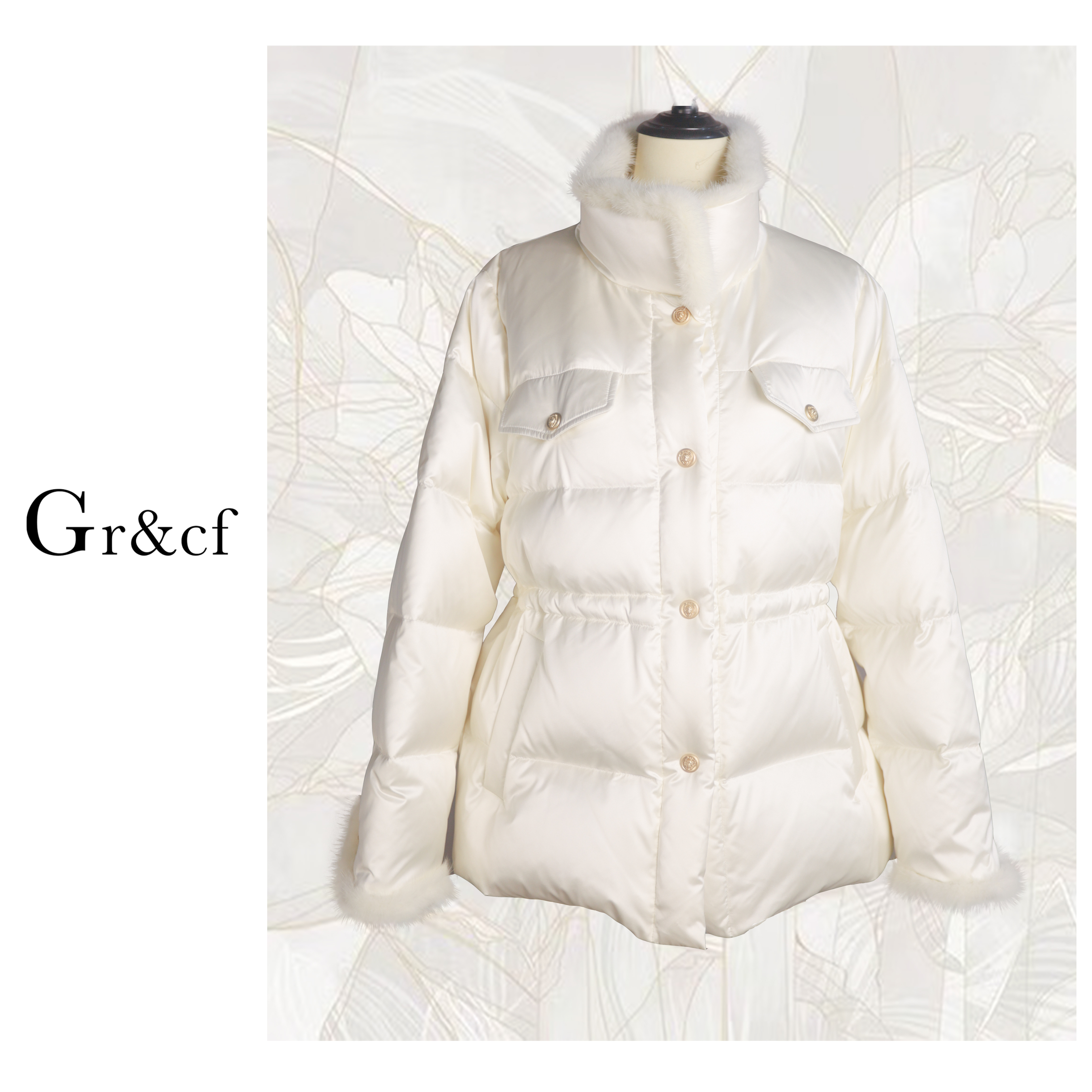 GR&CF/歌瑞丝芬1062 设计师高奢水貂毛鹅绒服外套