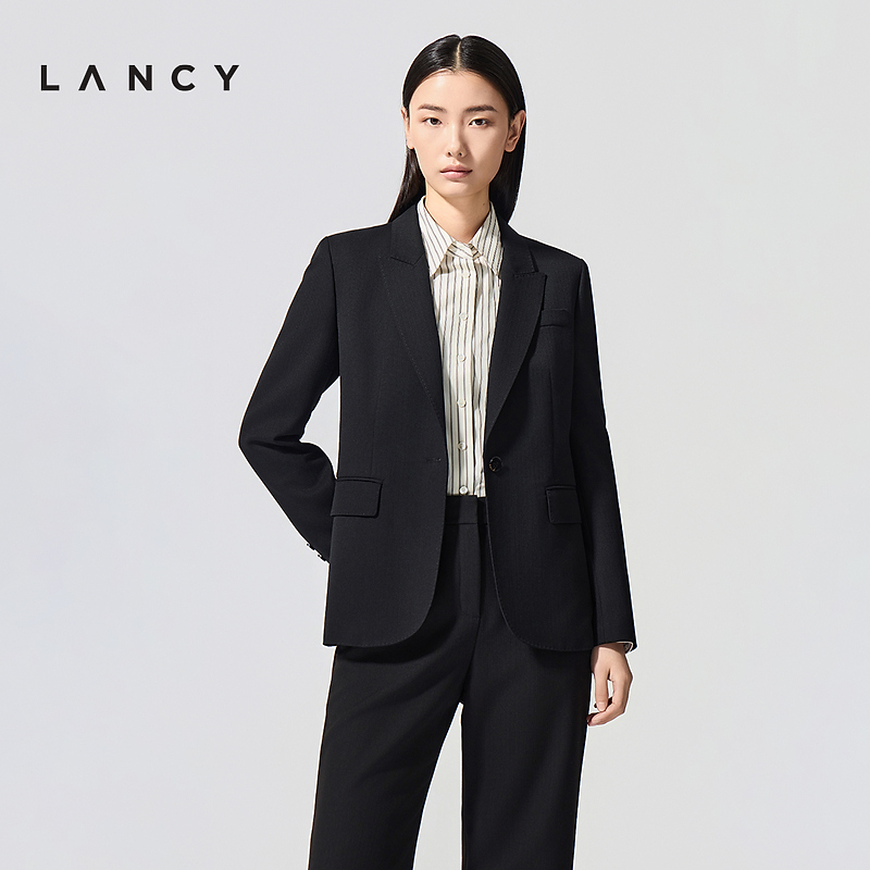 【马踏春风】LANCY/朗姿2026春新款羊毛职业西装外套女正装套装