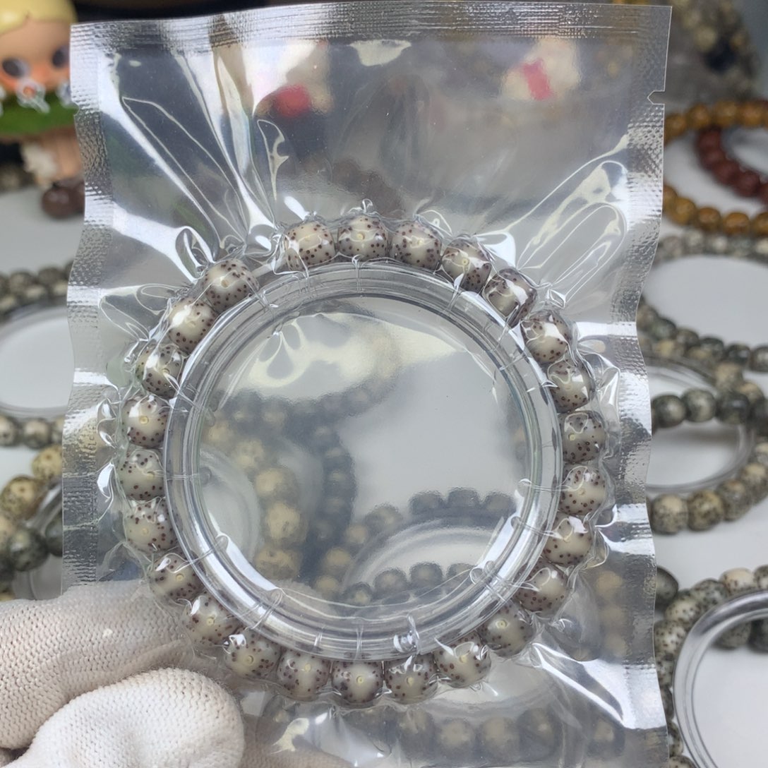 星月菩提手串17号冰透灰9×8