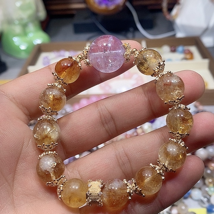 水晶手链未镶嵌黄塔晶12m m