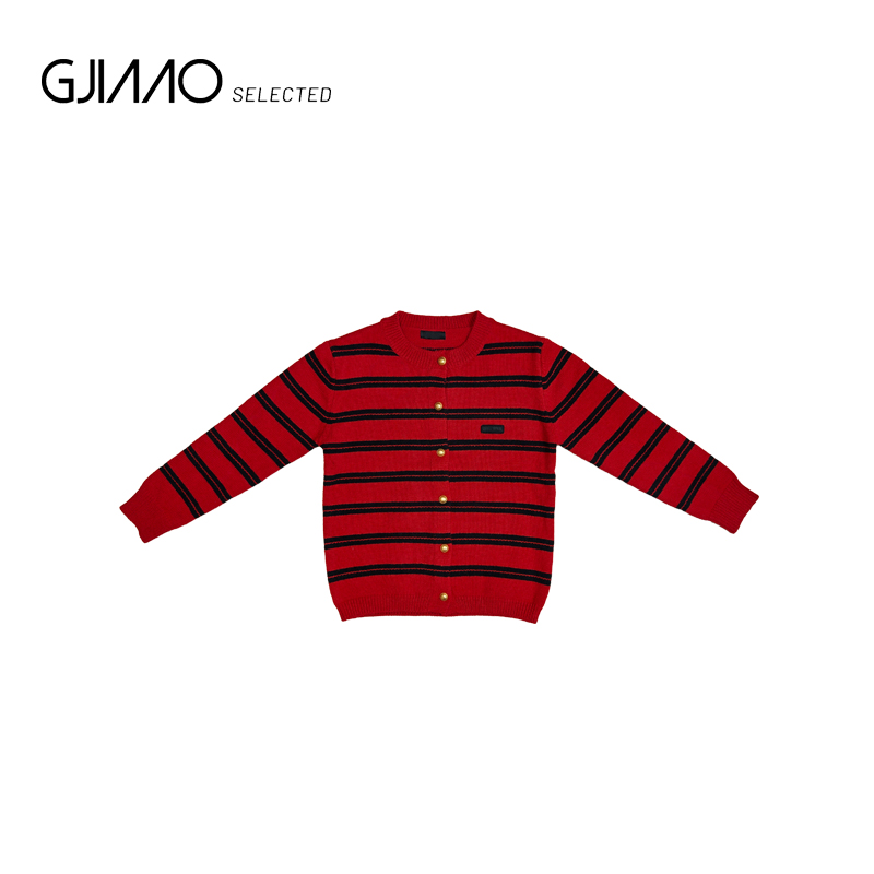 8151 金扣圆领条纹毛衣