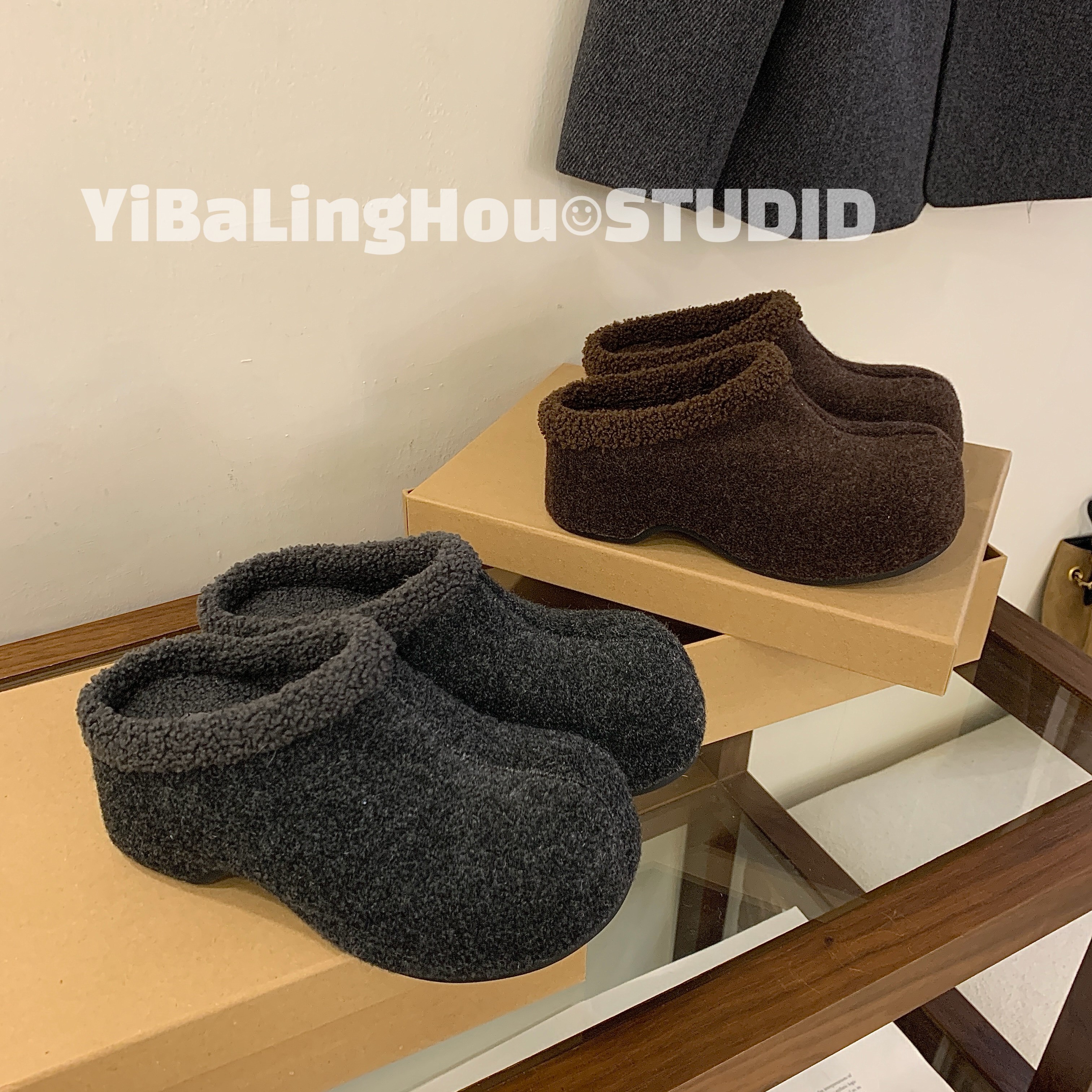 YBLH | 6.5cm 保暖增高.毛呢勃肯拖8-32
