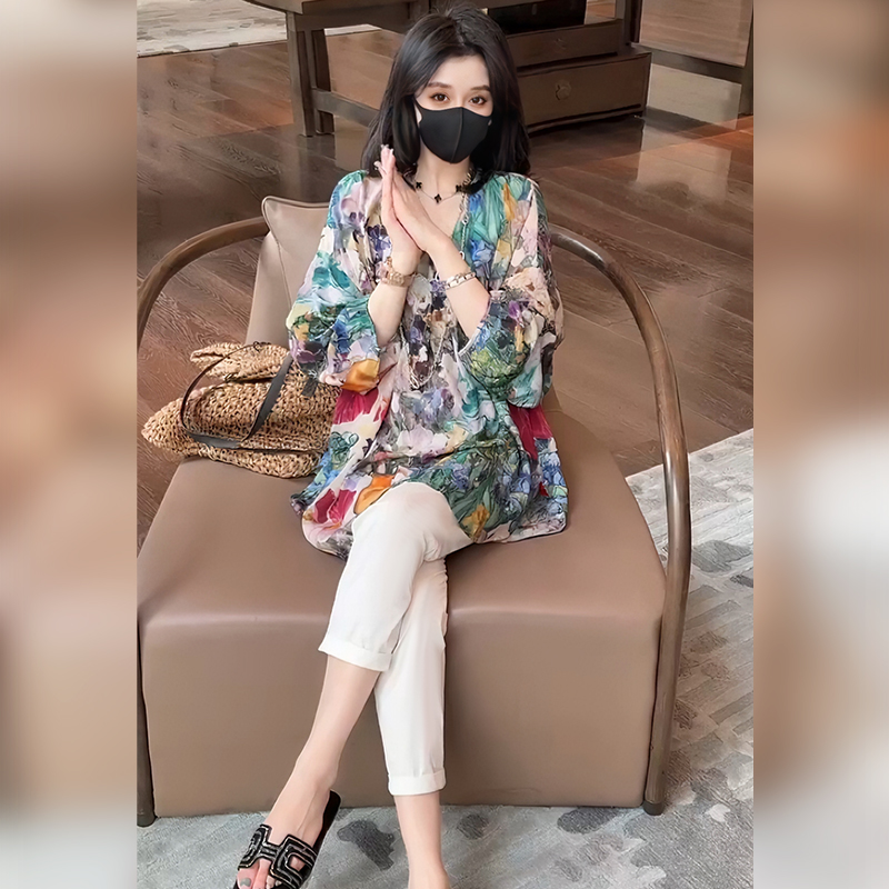 Linda姐高端线【欧若风】新款气质法式印花套头衬衫AS5SCS0229