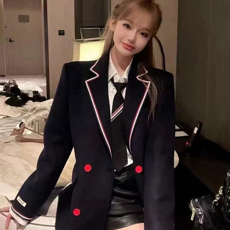 秋冬新款高级感减龄学院风牦牛绒女短款复古西装大衣