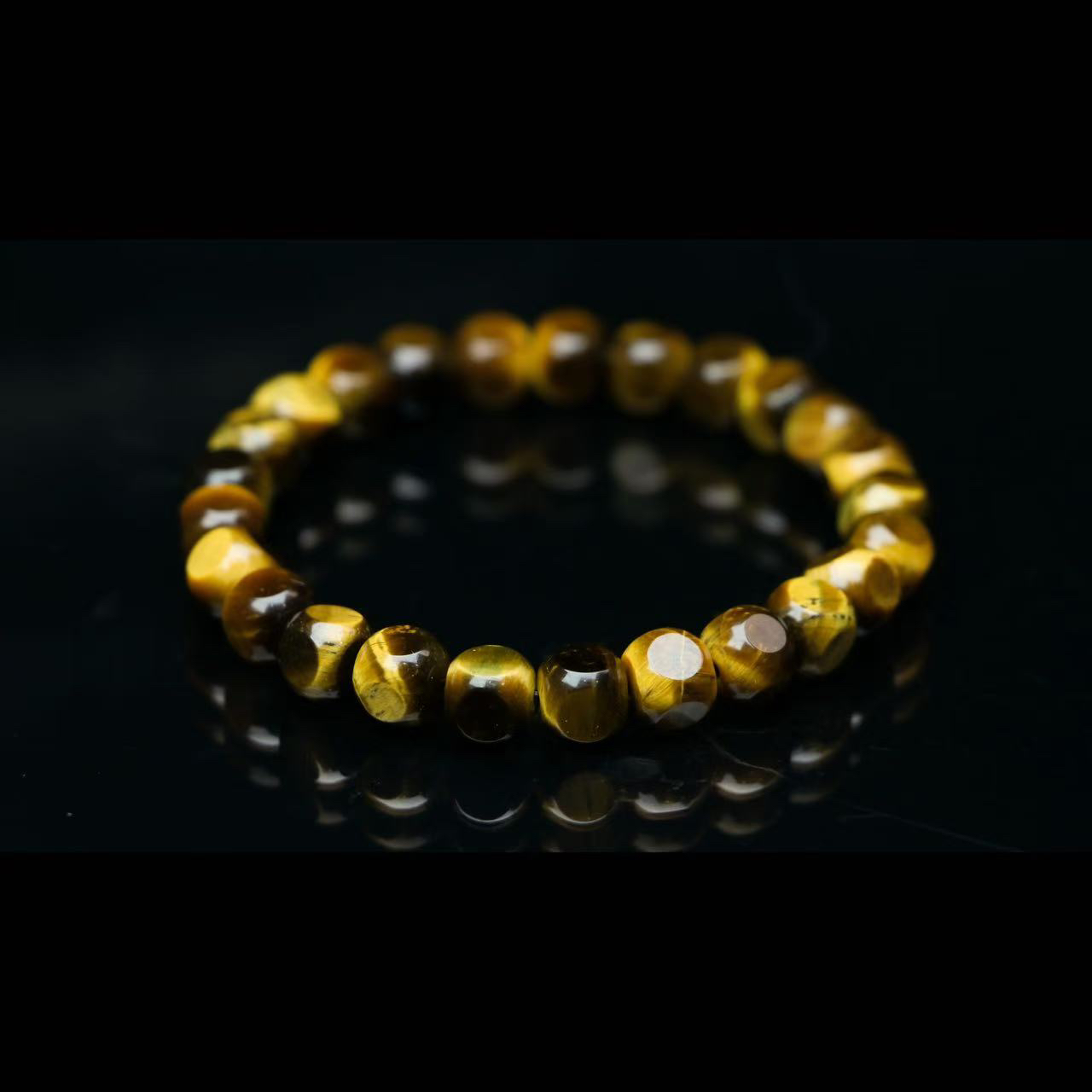 “小富婆”黄虎眼石方块手串