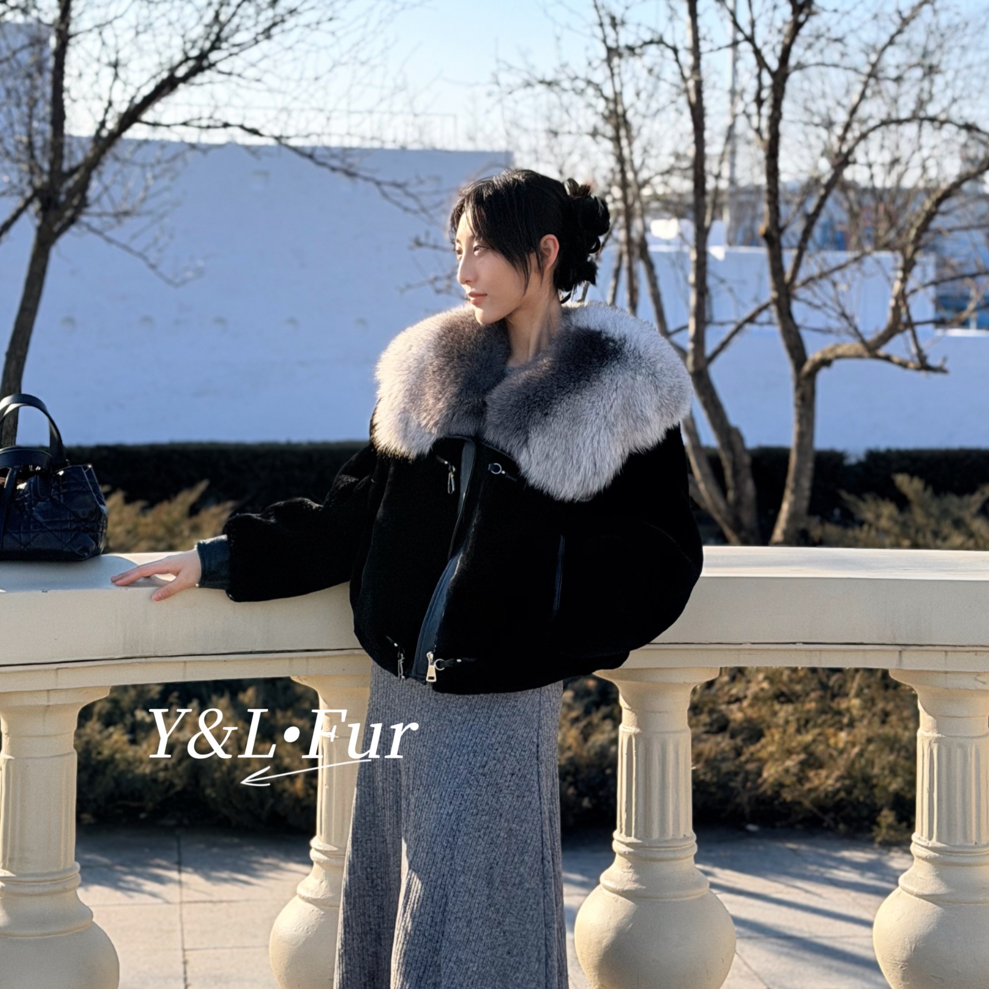 杨杨.Y&L 澳洲皮毛一体狐狸毛领通勤风皮草女外套-99105