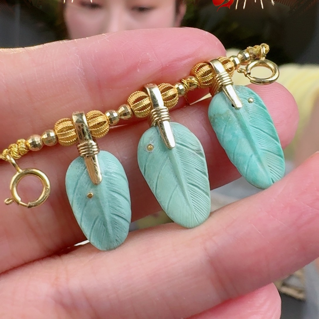 绿松石珠宝奇石18K金镶嵌