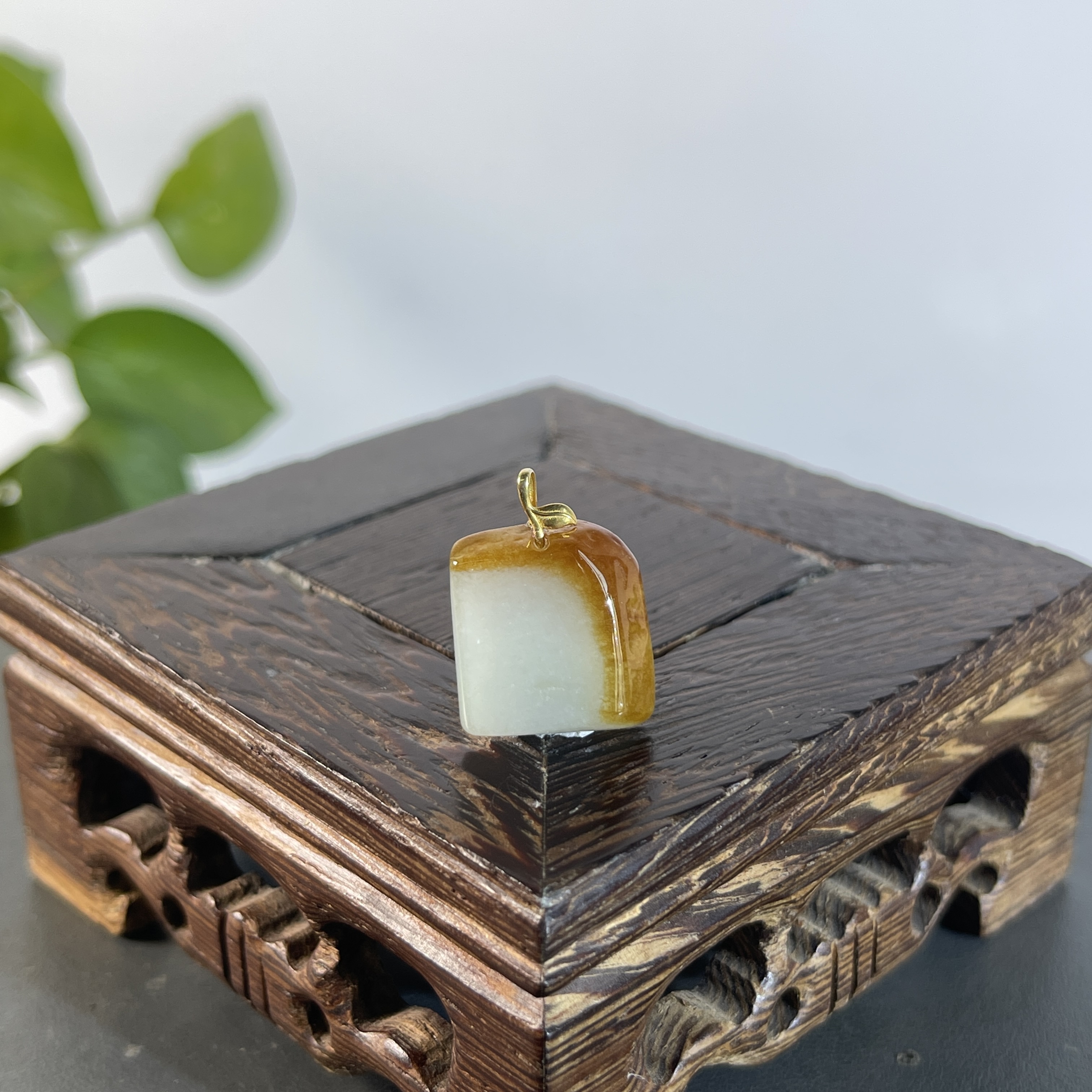 JSW28-010  18K扣头精品天然翡翠A货原石吊坠