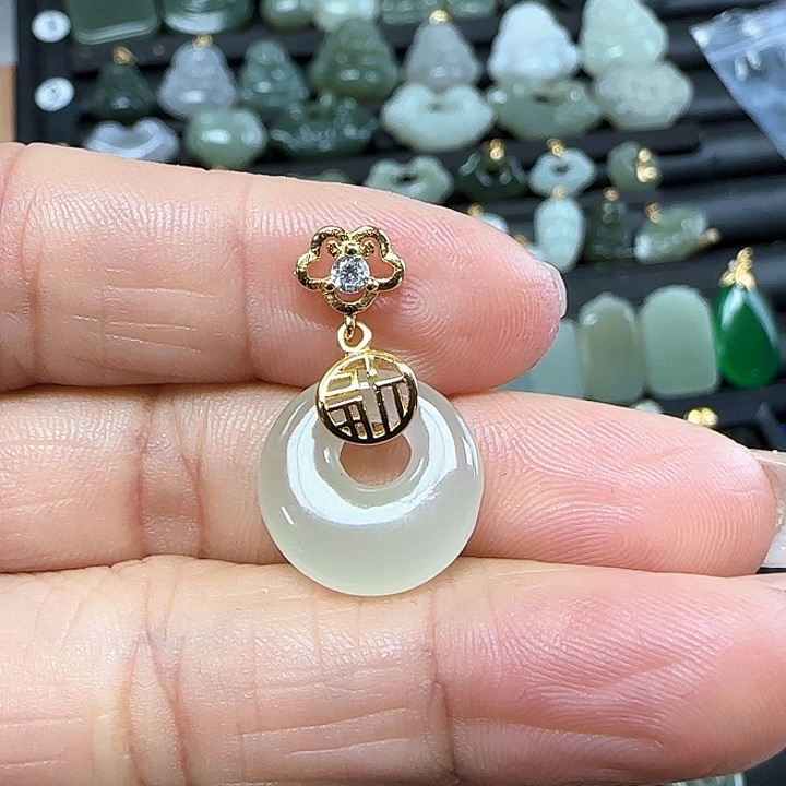 和田玉吊坠(不含链)银S925镶嵌