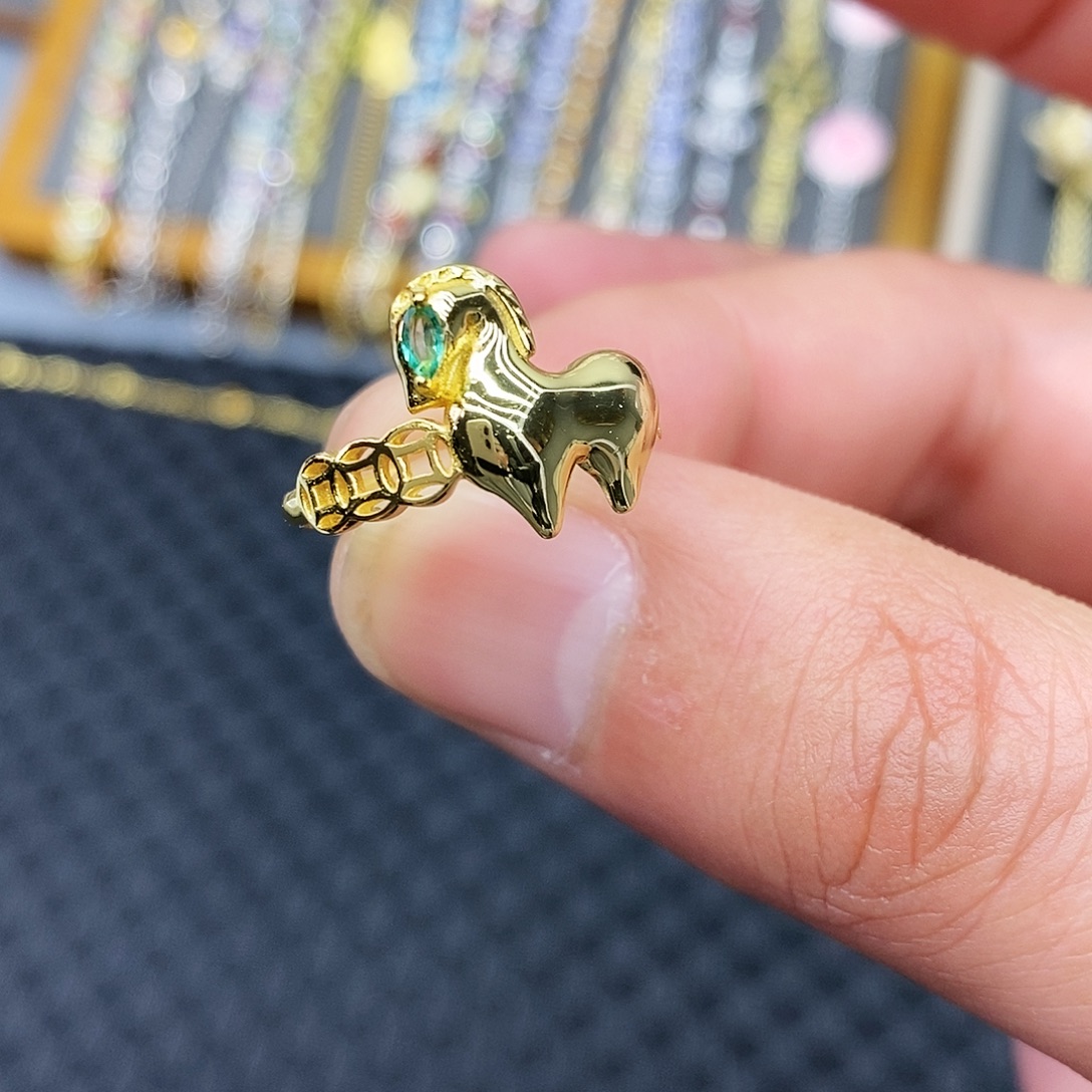 戒指银S925镶嵌祖母绿