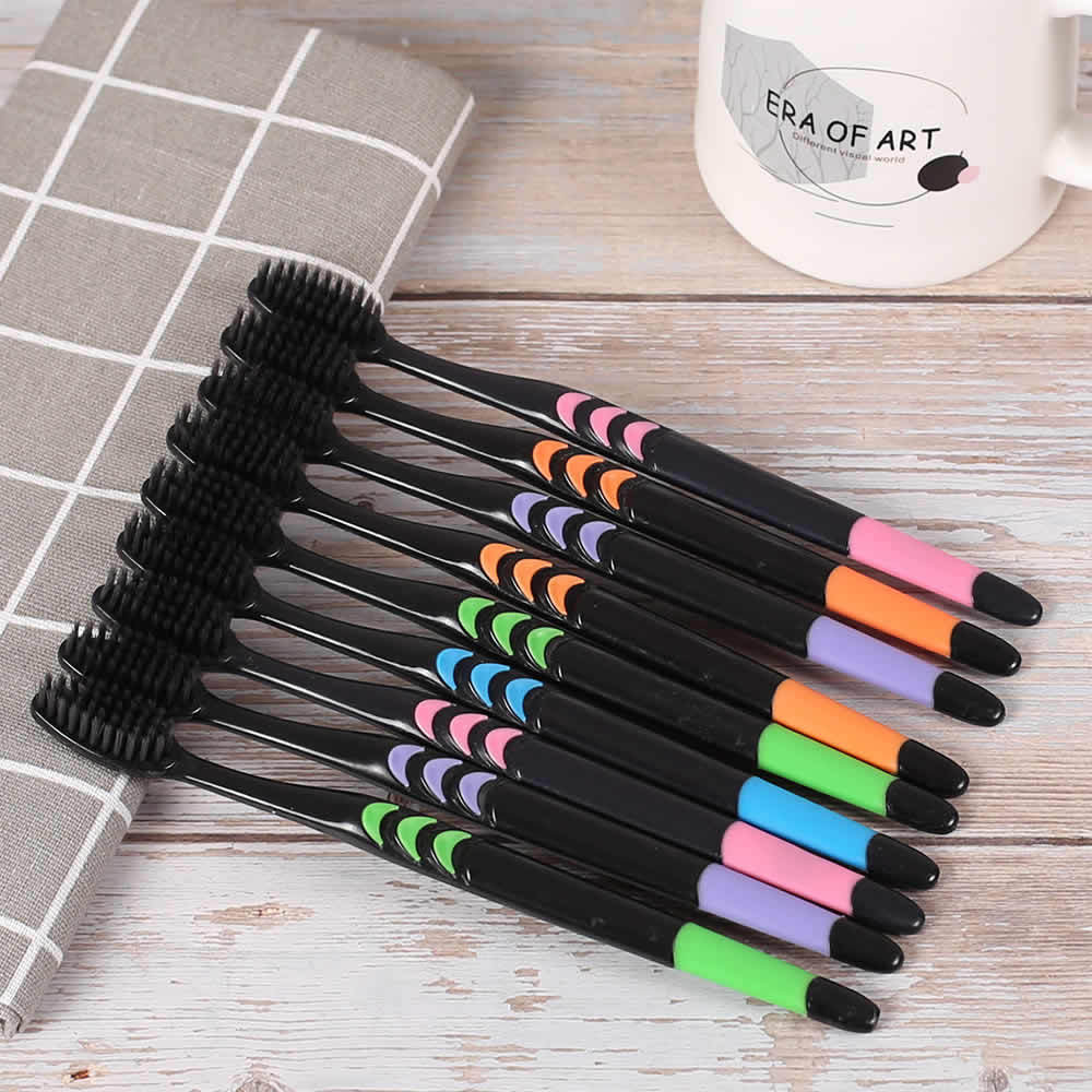 新款竹炭牙刷 软毛牙刷 成人家用牙刷清洁牙刷家庭装