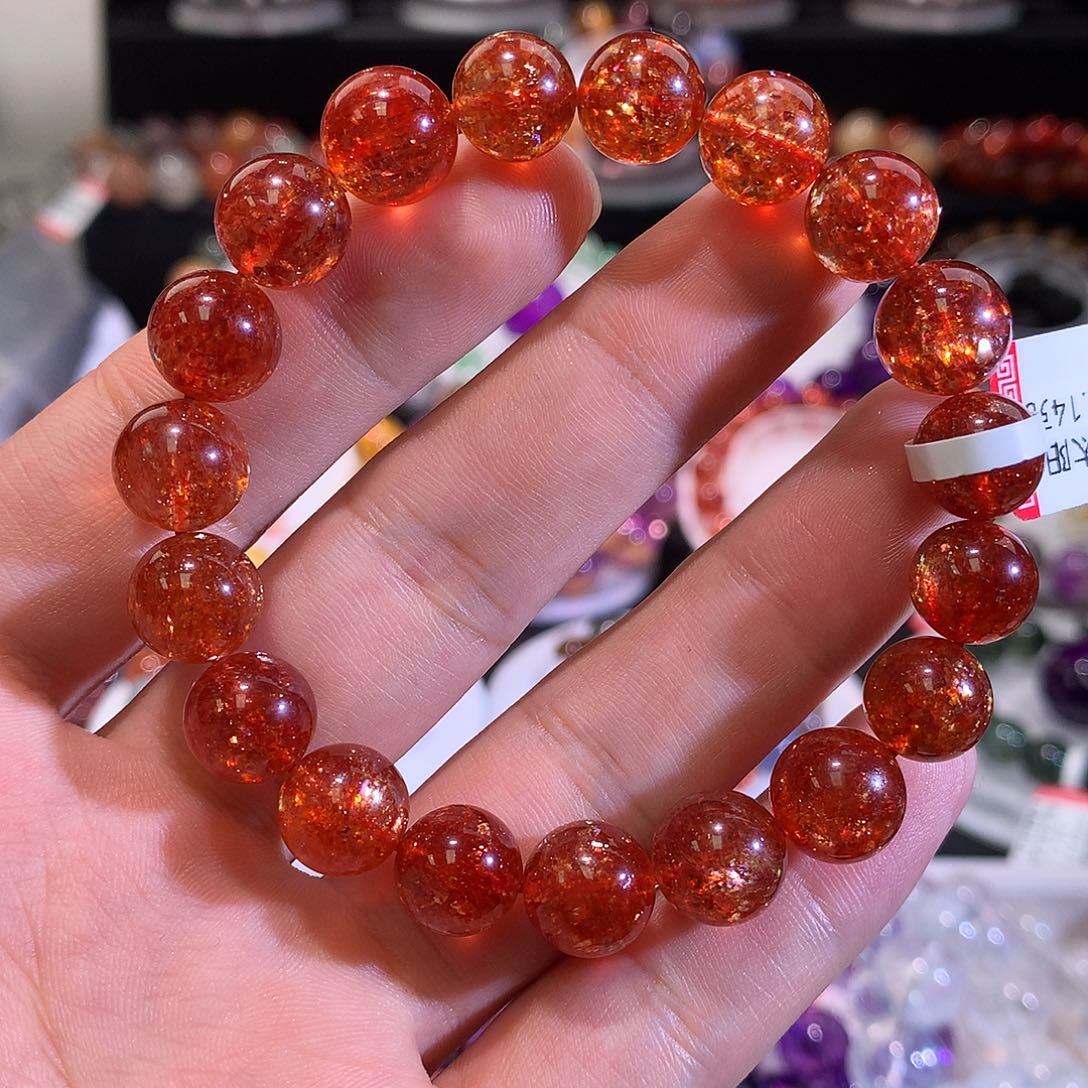 水晶手链未镶嵌透体金太阳10+