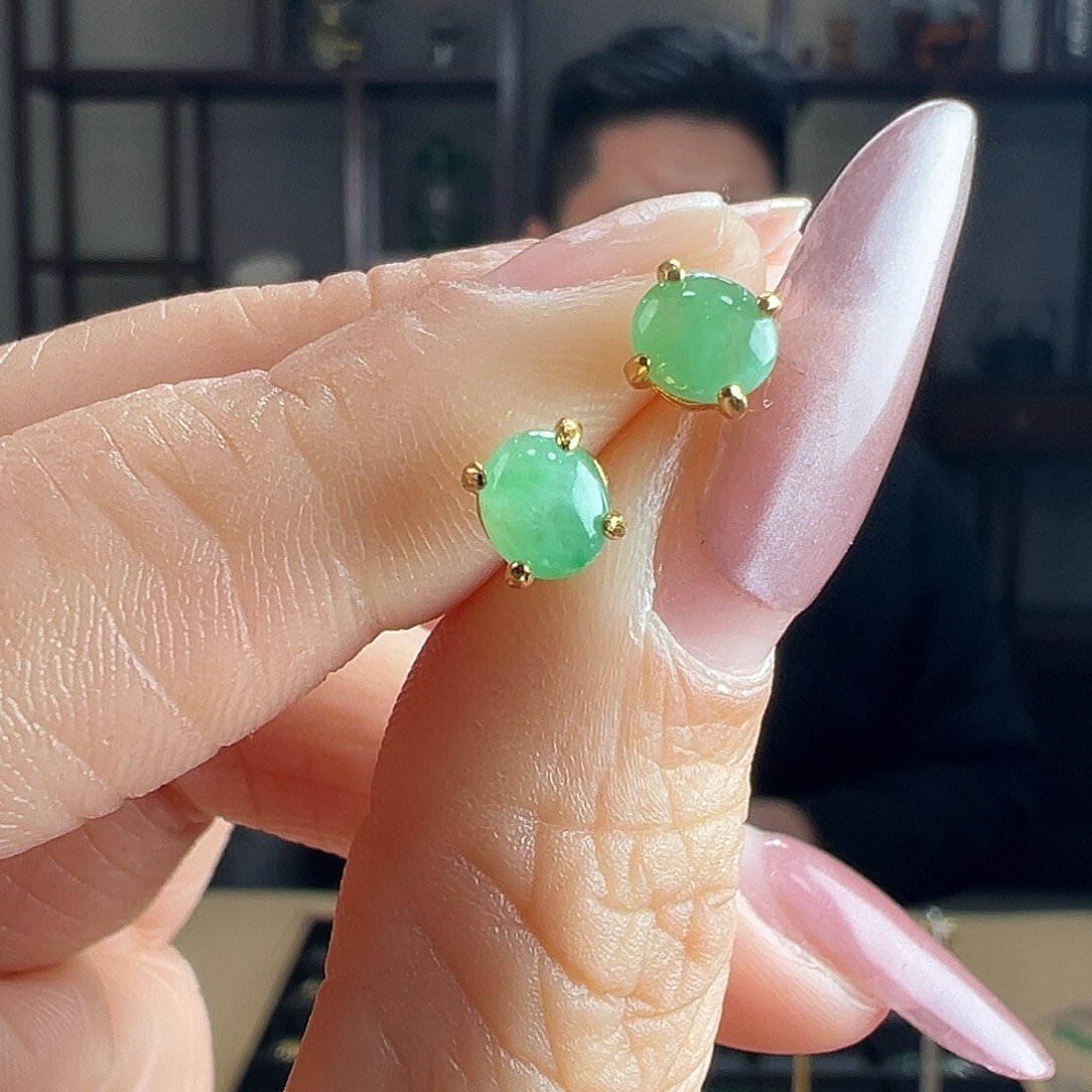 翡翠银S925镶嵌耳饰耳环46
