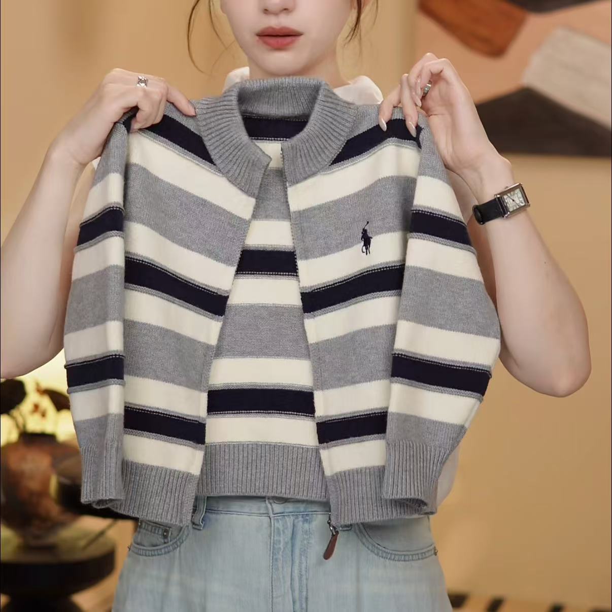 2025秋季儿童韩版拉链条纹韩版男女童开衫外套休闲百搭时尚