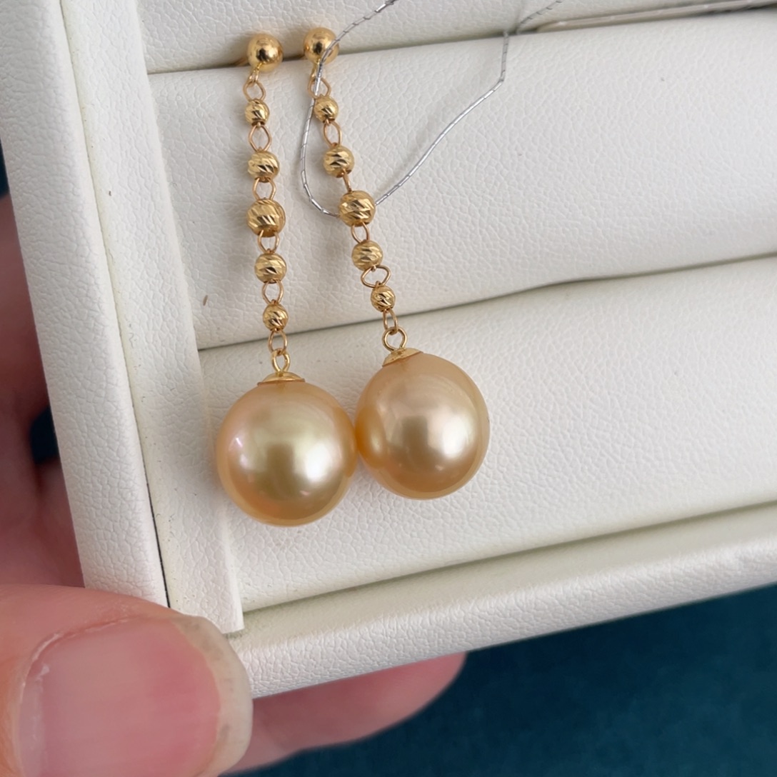 18K金镶嵌海水珍珠耳饰10-11mm