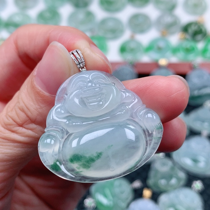 翡翠吊坠(不含链)18K金镶嵌