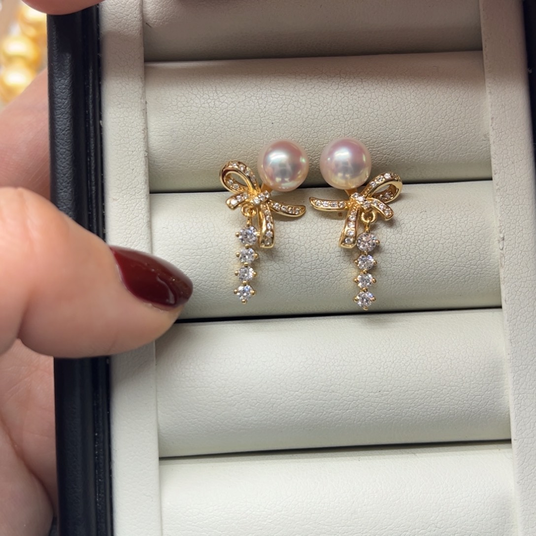 海水珍珠耳饰银S925镶嵌