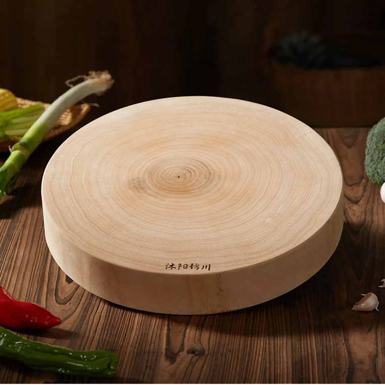 27-28cm*4cm去皮正圆银杏木实木砧板整木切割菜板原木加厚家用