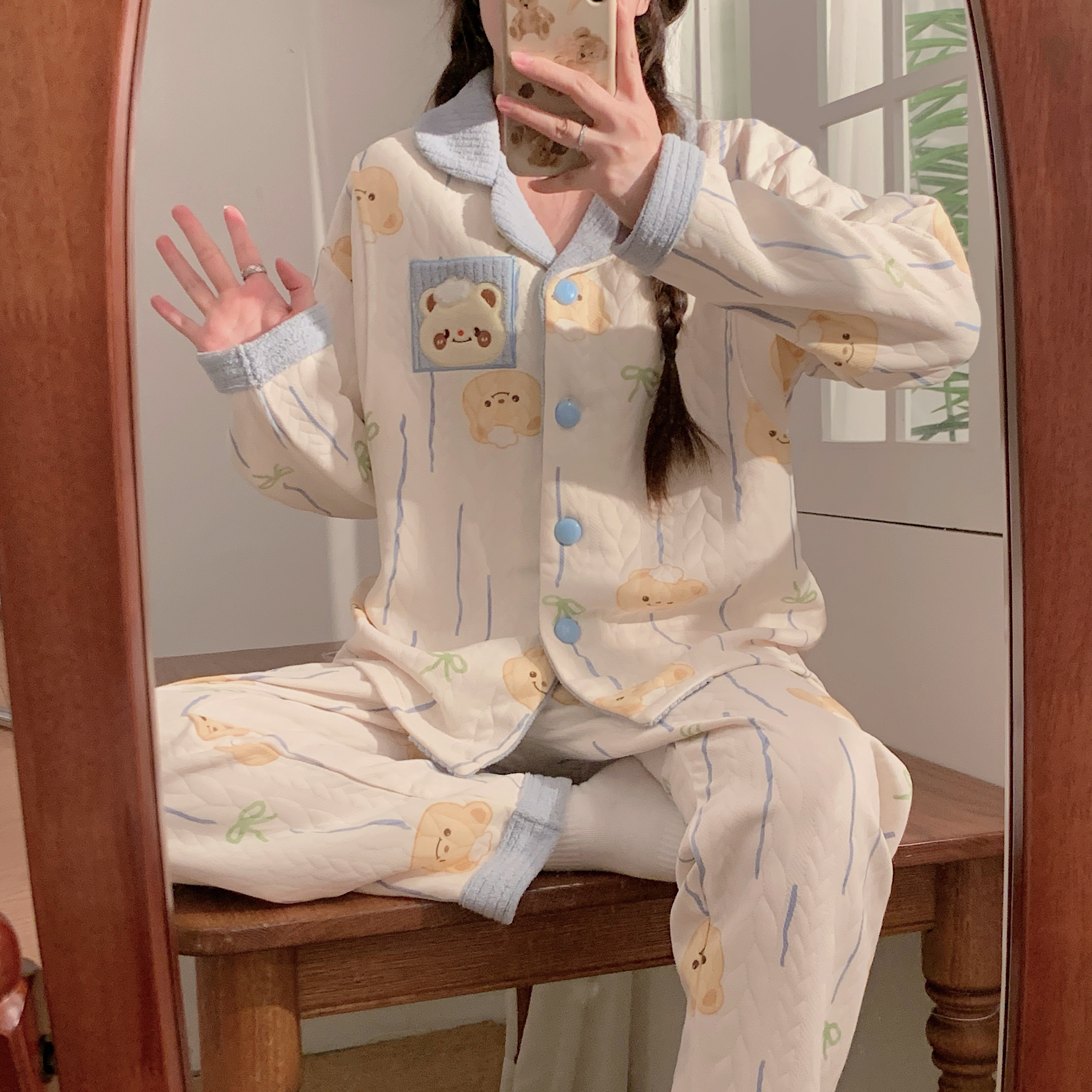 【秋冬空气棉】月子服喂奶孕妇哺乳睡衣产妇大码保暖服孕妇家居服